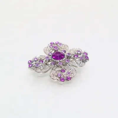 Brooch (Silver, Purple) Unknown metal