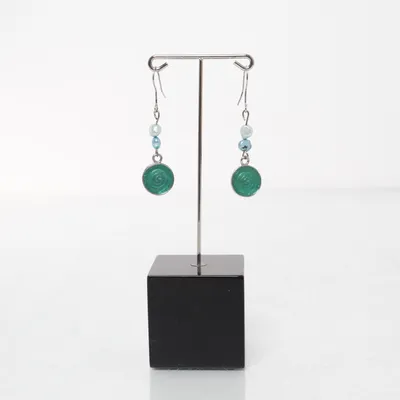 Örhängen (Silverfärgad, Grön, Blå) Okänd metall