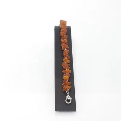 Armband (Geel, Oranje, Zilver) Barnsteen, Onbekend materiaal