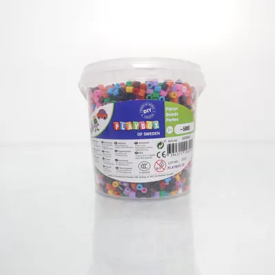 Plastic beads (White, Multicolored) from Playbox of Sweden