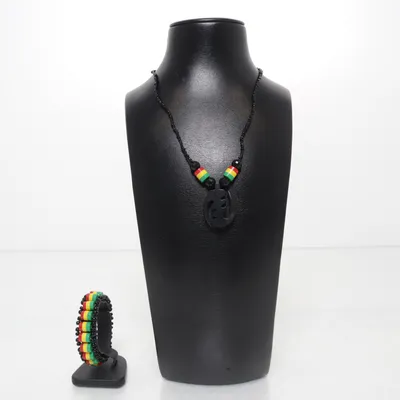 Jewelry set (Black, Green, Yellow, Red) Unknown metal