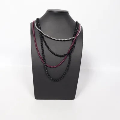 Halsband (Svart, Lila, Silverfärgad) Okänd metall