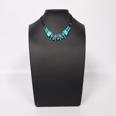 Halsband (Turkos, Svart, Silverfärgad) Okänd metall, Plast