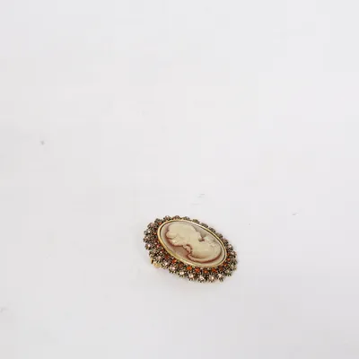 Brosch (Guldfärgad, Brun) Okänd metall