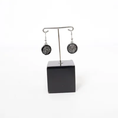 Boucles d'oreilles (Noir, Argent) Métal inconnu