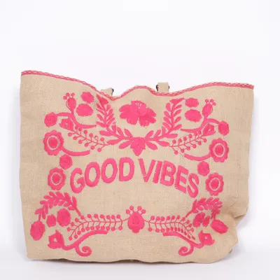 Sac de plage (Beige, Rose) de Moqanu Coton