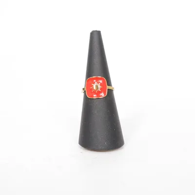 Ring (Guldfärgad, Röd) Okänd metall