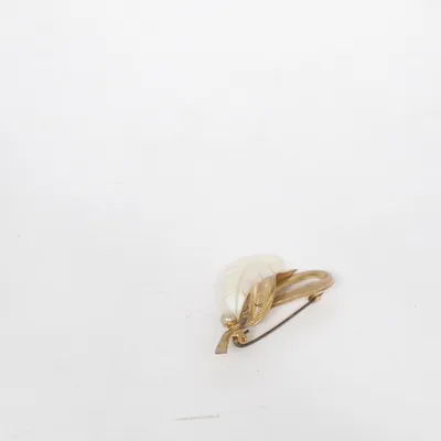 Brooch (Gold, White) Unknown metal