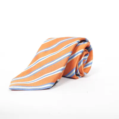 Cravate (Orange, Bleu, Blanc) de Dako Soie