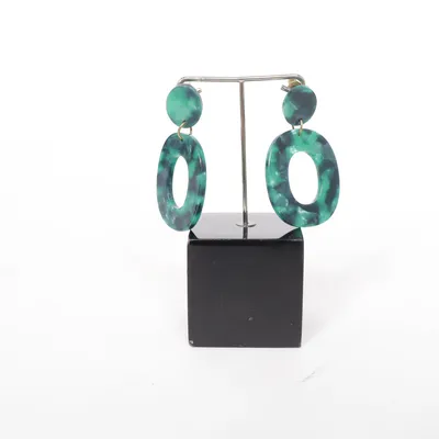 Earrings (Green) Unknown metal