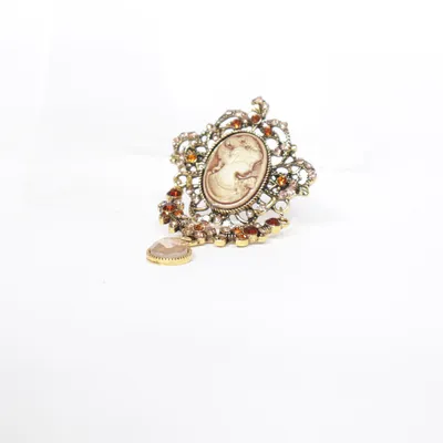 Brosch (Guldfärgad, Brun, Beige) Okänd metall