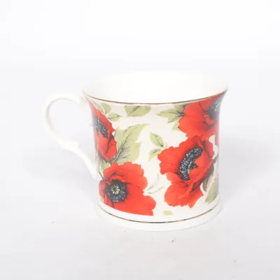 Mugg (Vit, Röd, Grön) från Staffordshire Potteries