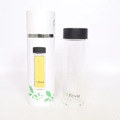 Waterfles (Transparant, Zwart) van Fitvia