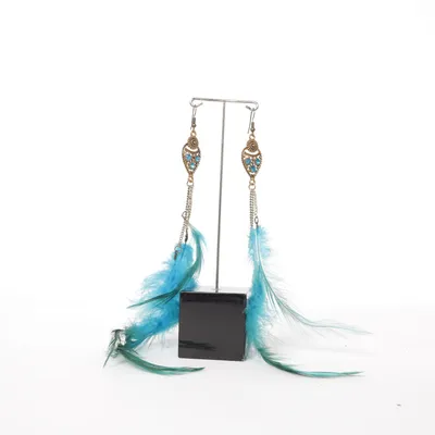 Oorbellen (Blauw, Groen, Goud) Onbekend materiaal