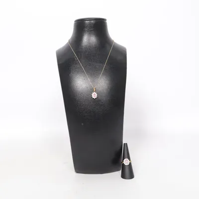 Smyckesset (Guldfärgad, Rosa) Okänd metall