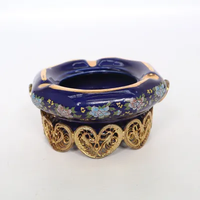 Ashtray (Blue, Gold) from Porselen