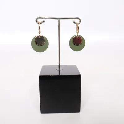 Clip on earrings (Gold, Green) Unknown metal