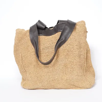 Strandtasche (Beige, Braun) von Arket Baumwolle, Leder