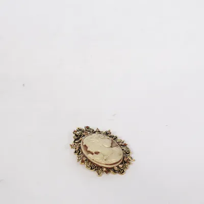 Brosch (Guldfärgad, Brun) Okänd metall