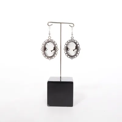 Earrings (Black, White, Silver) Unknown metal
