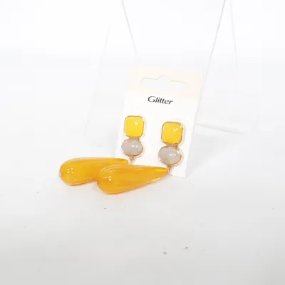 Øreringe (Gul, Grå, Guld) fra Glitter Plast, Ukendt metal
