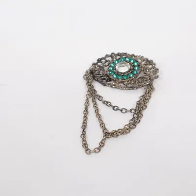 Brooch (Silver, Turquoise) Unknown metal