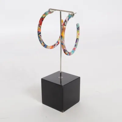 Earrings (Multicolored, Turquoise, Pink, White, Yellow, Green) Unknown metal, Plastic