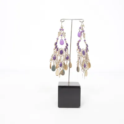 Boucles d'oreilles (Bleu, Violet, Or) Métal inconnu