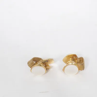 Boutons de manchette (Or, Blanc) Métal inconnu