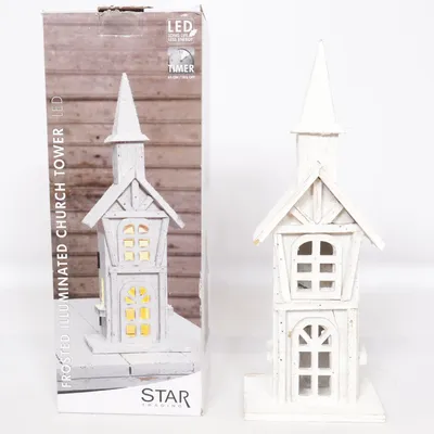 Juldekoration (Frosted Illuminated Church Tower) från Star Trading