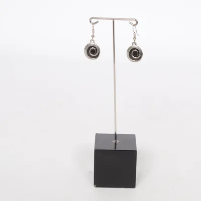 Earrings (Silver, Black) Unknown metal