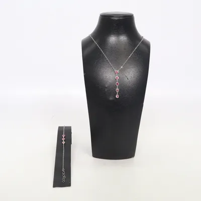Sieradenset (Zilver, Roze) Onbekend materiaal