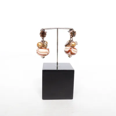 Boucles d'oreilles (Rose, Marron) Métal inconnu