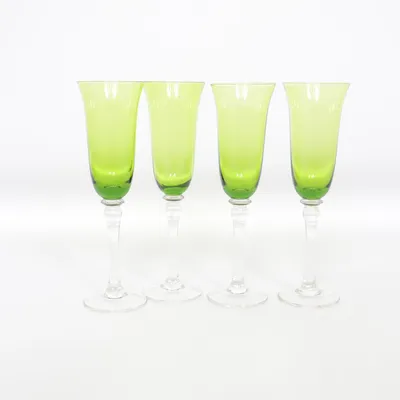 Champagneglas (Groen, Transparant)