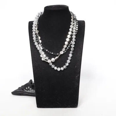 Halskette (Silber, Schwarz) von Pearls for Girls Unbekanntes Metall