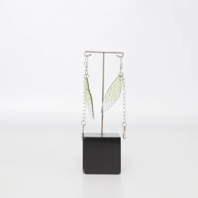 Earrings (Green, Silver) Unknown metal