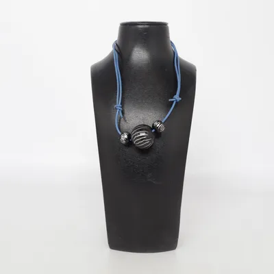 Halsband (Blå, Svart, Silverfärgad) Trä