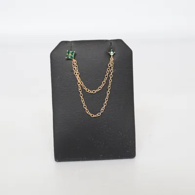 Earcuff (Guldfärgad, Grön) Okänd metall