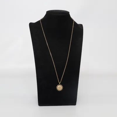 Collier (Solar Kette | Länge Kette: ca. 40 cm – 42 cm - 45 cm (verstellbar) | Durchmesser Anhänger: 12 mm | Anhänger in 3D Optik) de Icrush Acier inoxydable, Plaqué or