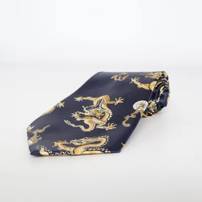 Stropdas (Blauw, Goud, Meerkleurig) van Kailong Zijde