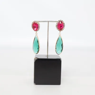 Örhängen (Grön, Rosa) Okänd metall