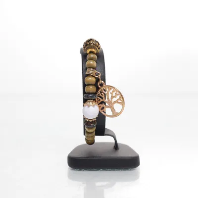 Armband (Brun, Guldfärgad, Vit) Okänd metall