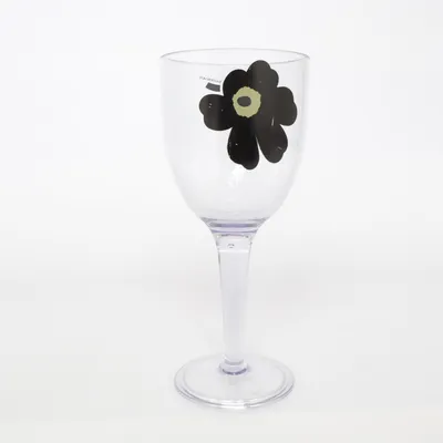 Wijnglas (Transparant, Zwart) van Marimekko
