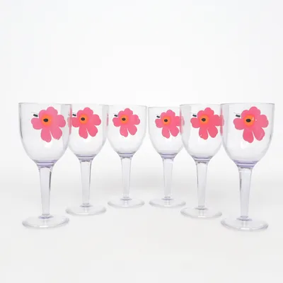 Verre à vin (Rose, Orange, Transparent) de Marimekko