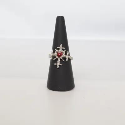 Ring (Sølv, Rød) Ukendt metal
