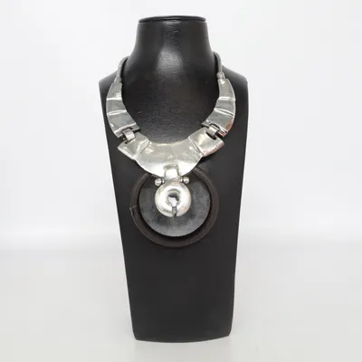 Necklace (Silver, Black) Unknown metal