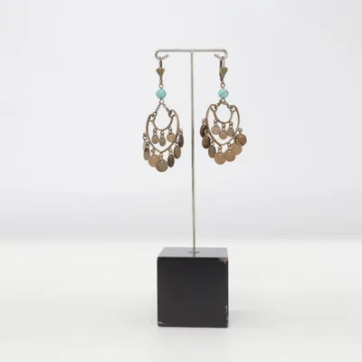 Earrings (Brown, Turquoise) Unknown metal
