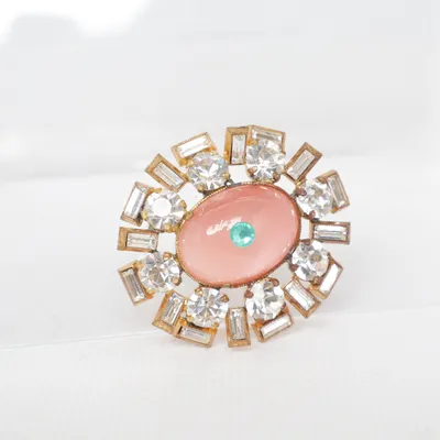 Brooch (Pink, Gold, Green) Unknown metal