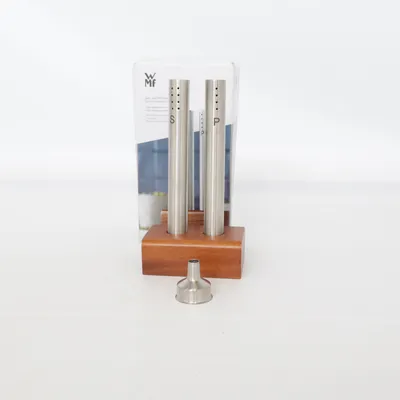 Salt & pepper shakers (Silver, Brown) from WMF