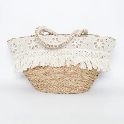 Strandtaske (Beige, Hvid)